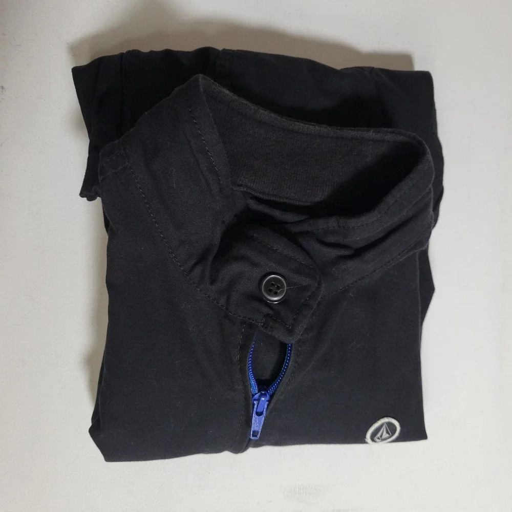 Y2K Volcom Youth Size M‎ Black Bomber Jacket Skater Grunge Zip Casual Streetwear